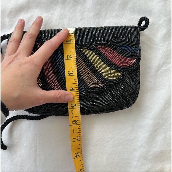 Vintage beaded mini bag, OS, black, red, bronze, gold, multi - Picture 6 of 11